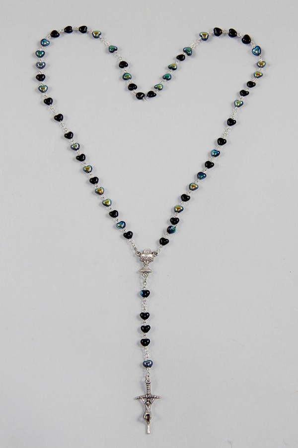 Różaniec komunijny - serca hematyt UK-SHC - obraz 2