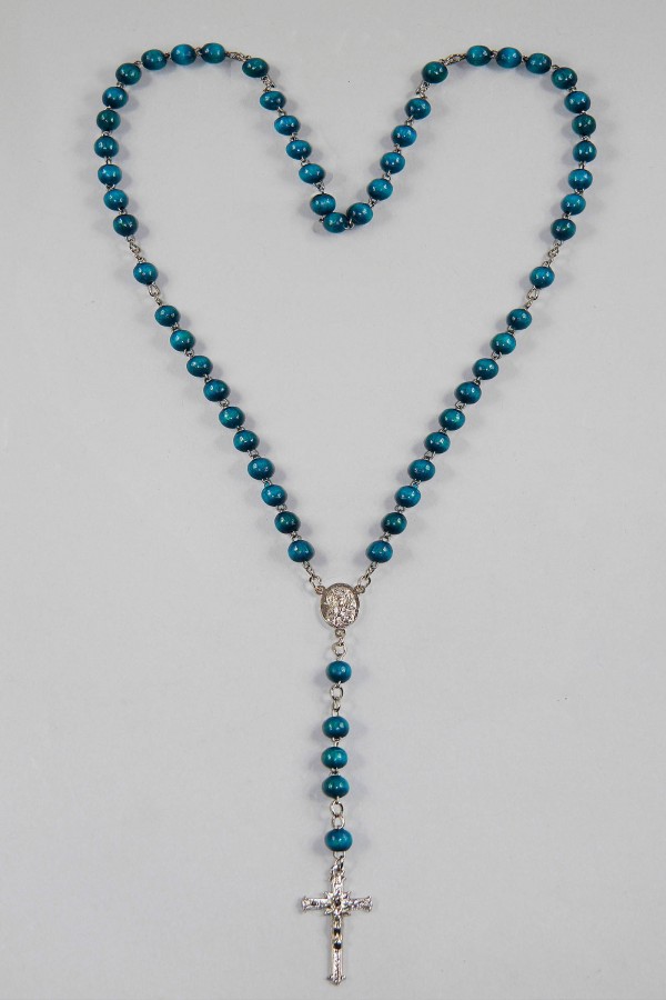 Różaniec komunijny - drewniany niebieski UK-DN - obraz 1