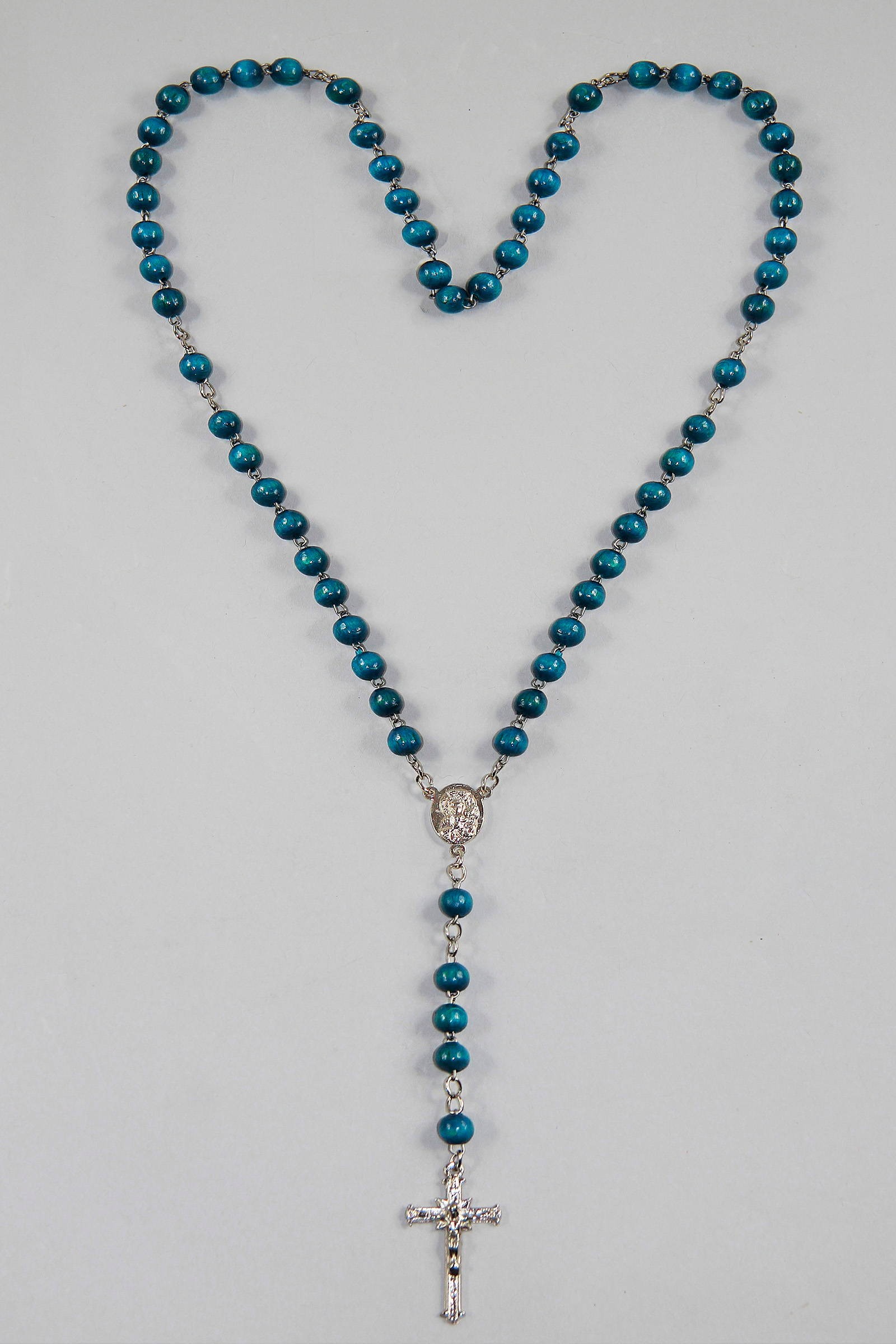 Różaniec komunijny - drewniany niebieski UK-DN - obraz 1