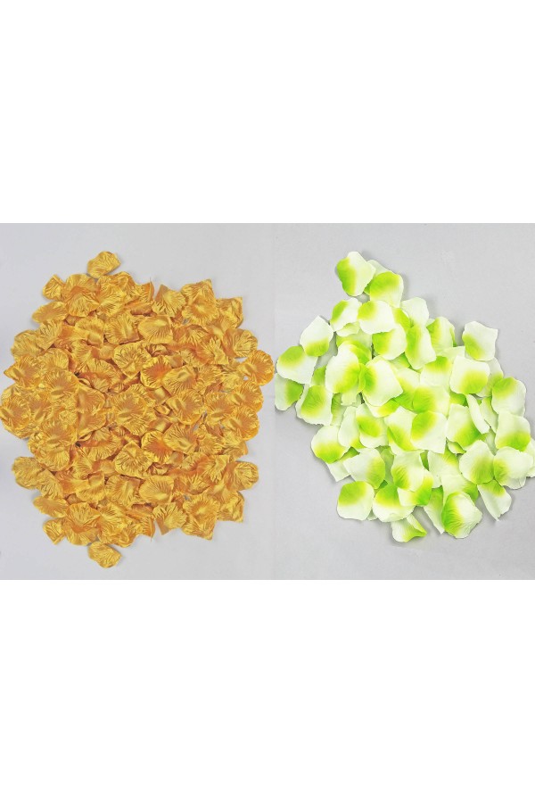 Komunijne ozdoby stołu - zestaw złote i zielone płatki róż - obraz 3