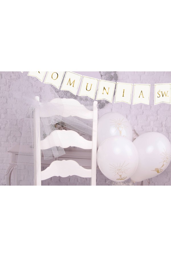 Ozdoba komunijna tiul na krzesło - biała - obraz 3