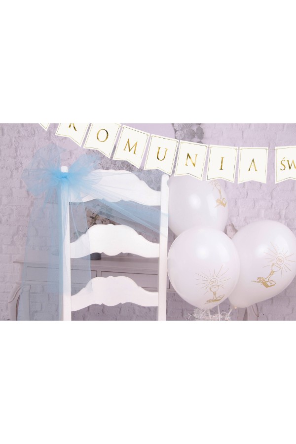 Ozdoba komunijna tiul na krzesło - niebieska - obraz 3