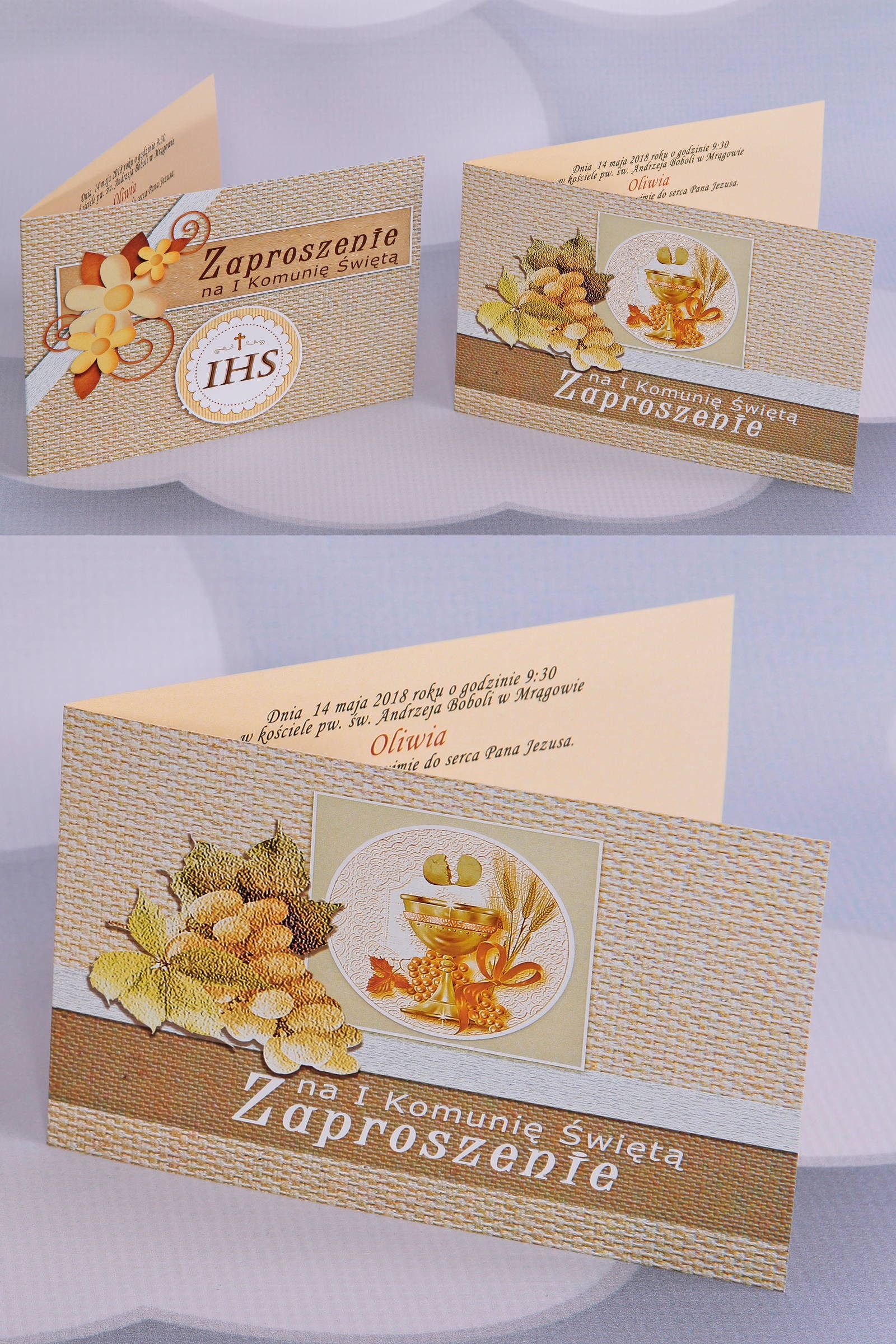 Personalizowane zaproszenia komunijne popularne - Płótno 2 (a,d) - obraz 0