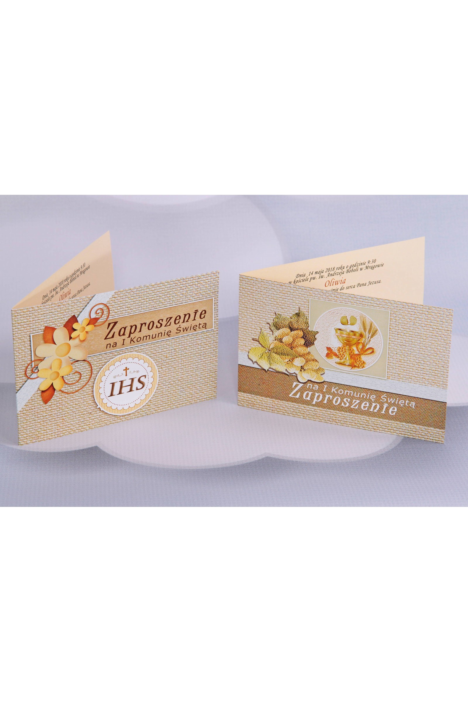 Personalizowane zaproszenia komunijne popularne - Płótno 2 (a,d) - obraz 1