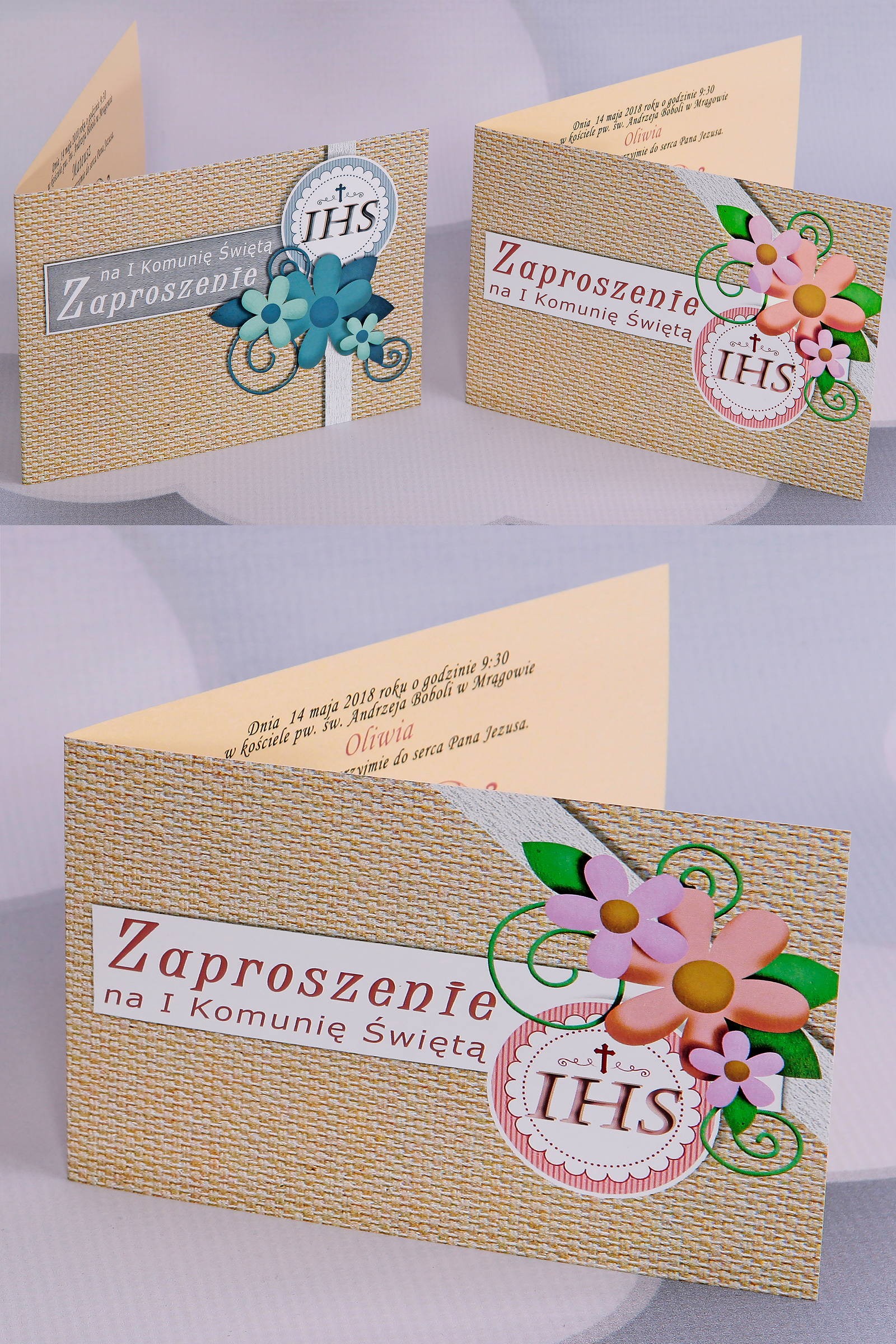 Personalizowane zaproszenia komunijne popularne - Płótno 2 (b,c) - obraz 0