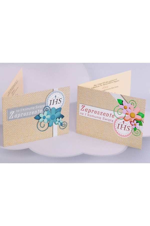 Personalizowane zaproszenia komunijne popularne - Płótno 2 (b,c) - obraz 1