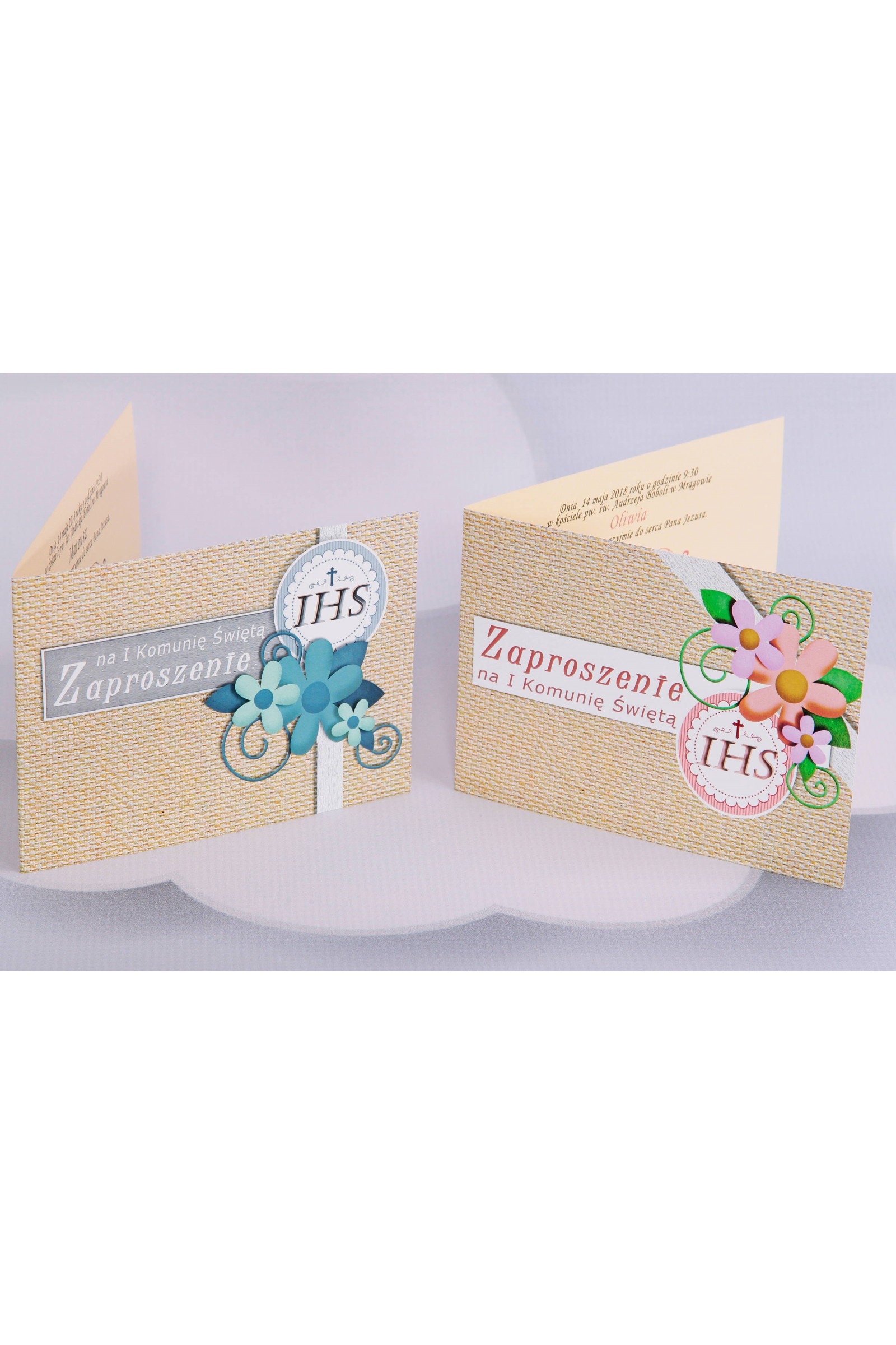 Personalizowane zaproszenia komunijne popularne - Płótno 2 (b,c) - obraz 1