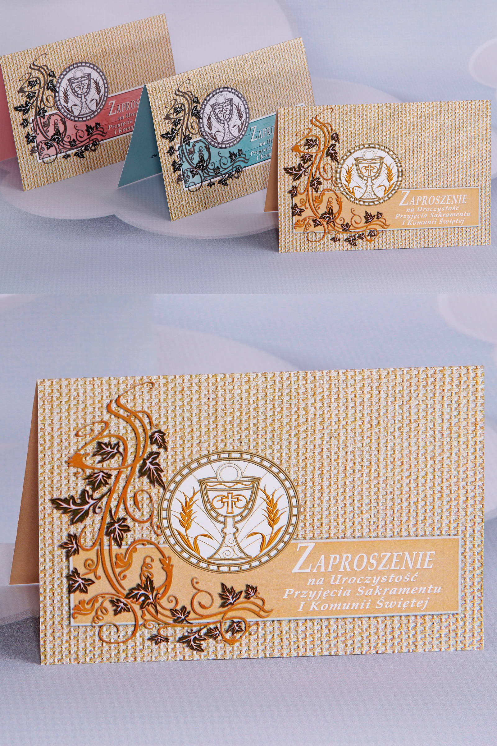 Personalizowane zaproszenia komunijne popularne - Płótno 3 (a,b,c) - obraz 0