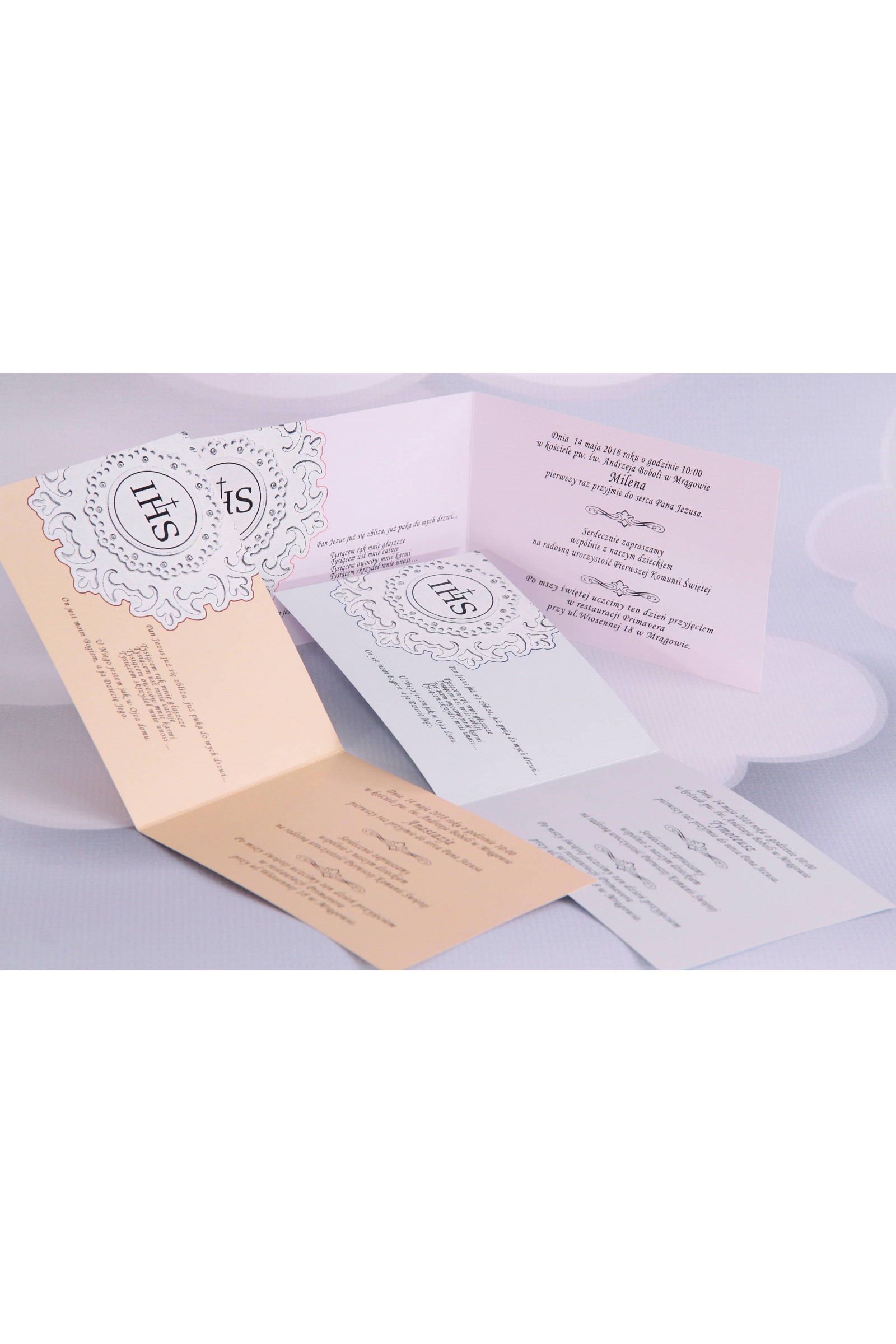 Personalizowane zaproszenia komunijne popularne - Rozetka 1 (a,b,c) - obraz 3