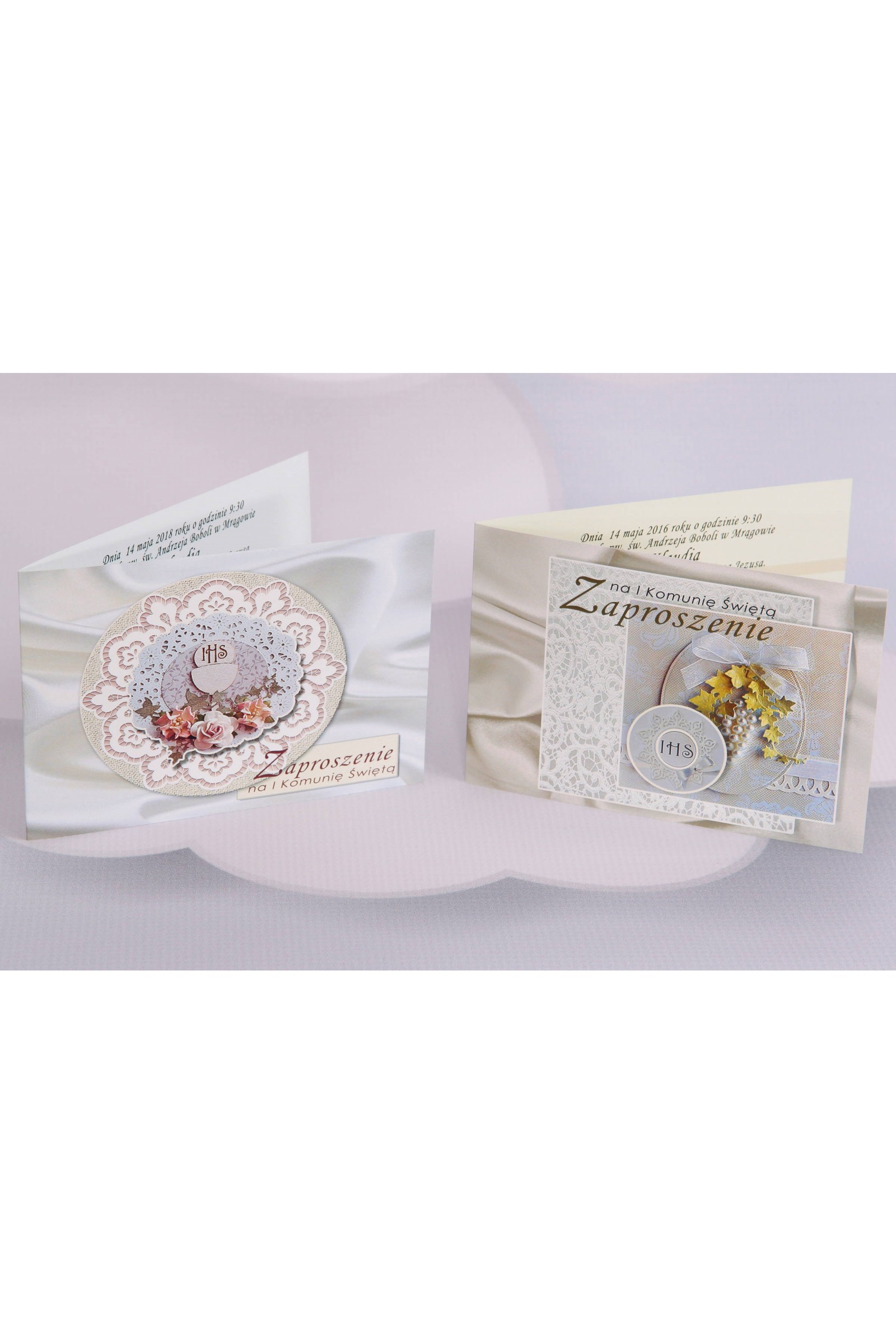 Personalizowane zaproszenia komunijne popularne - Satyna 1 (b,d) - obraz 1