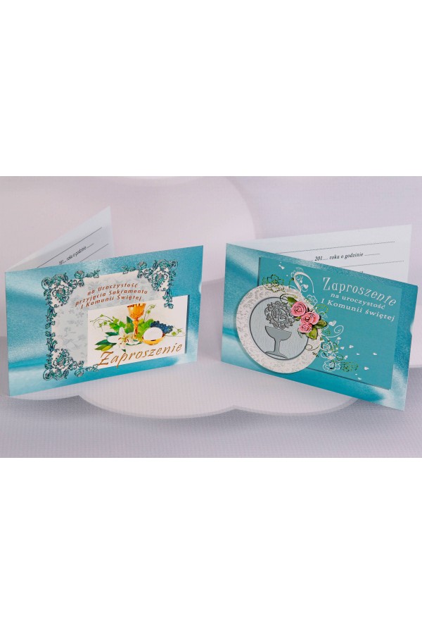 Personalizowane zaproszenia komunijne popularne - Satyna 2 (c,d) - obraz 1