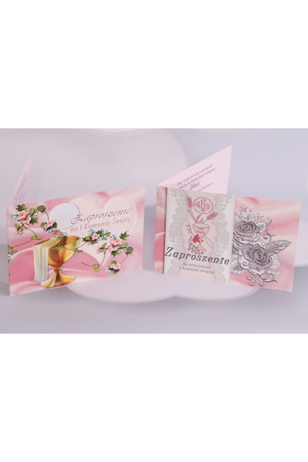 Personalizowane zaproszenia komunijne popularne - Satyna 3 (a,b) - obraz 1