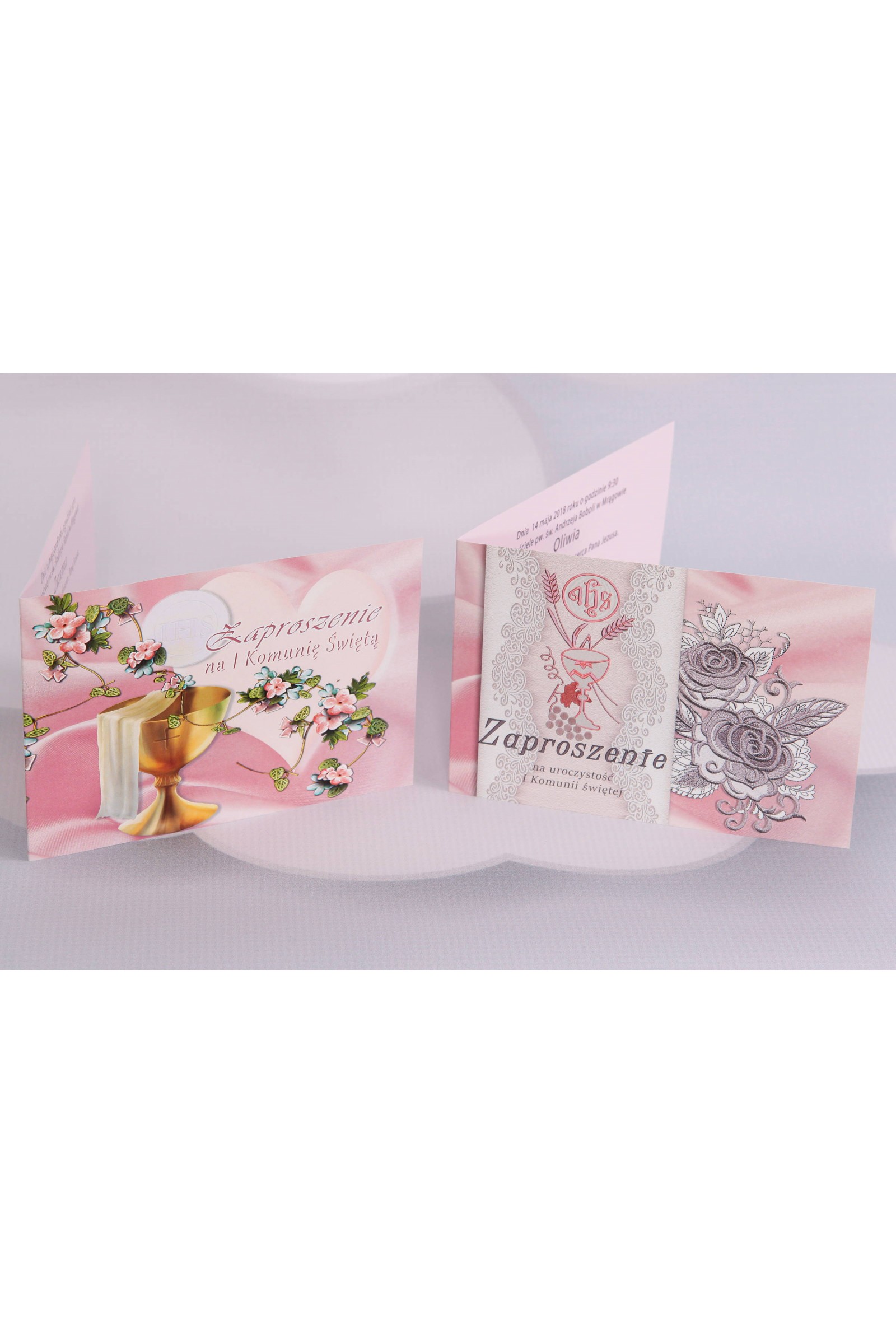 Personalizowane zaproszenia komunijne popularne - Satyna 3 (a,b) - obraz 1