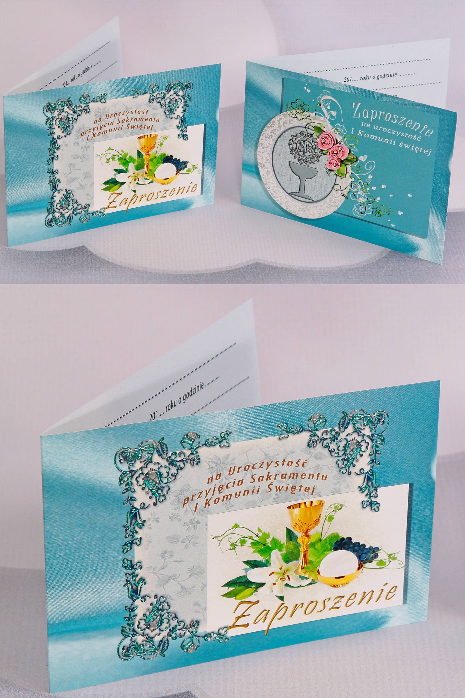 Personalizowane zaproszenia komunijne popularne - Satyna 2 (c,d) - obraz 0