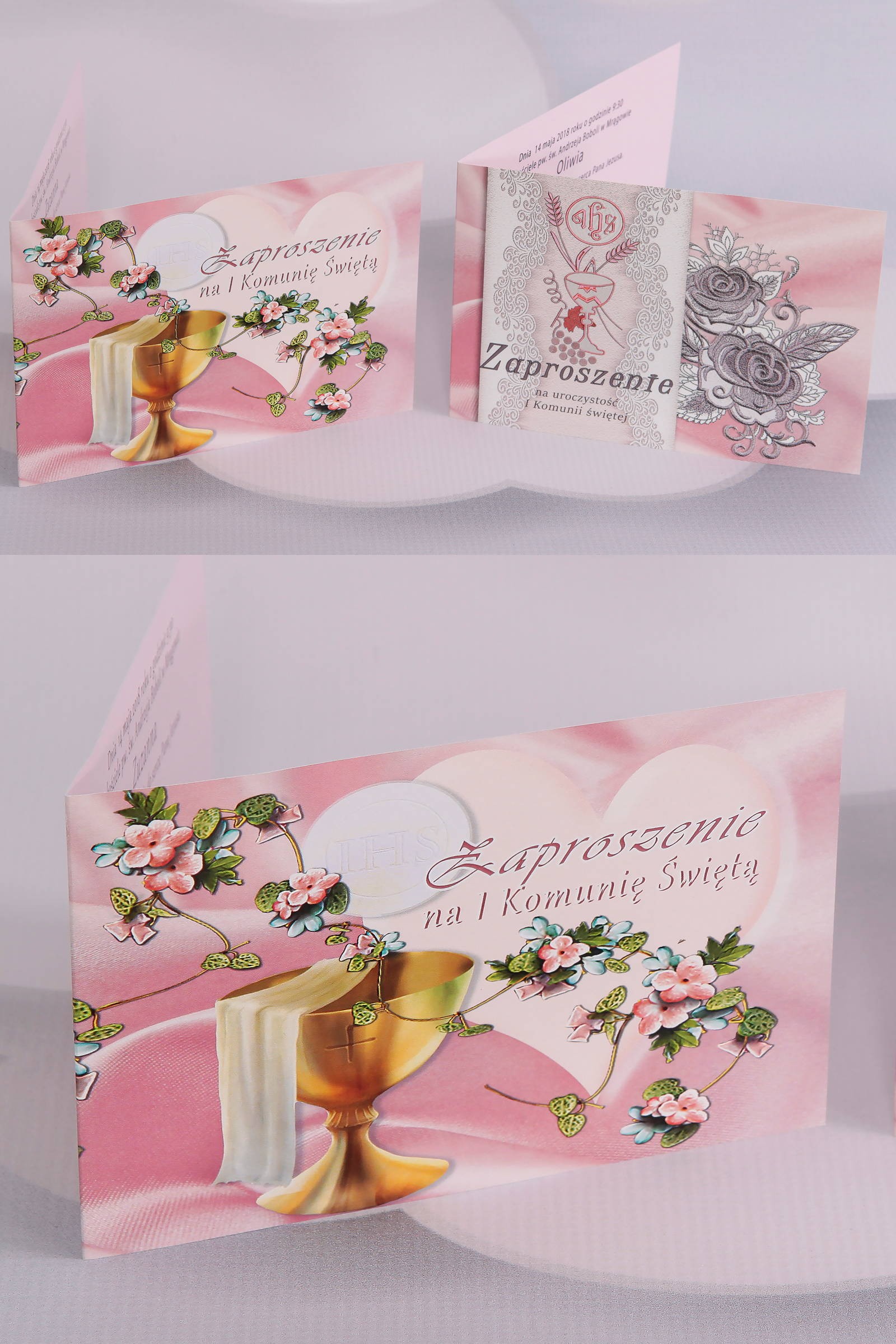 Personalizowane zaproszenia komunijne popularne - Satyna 3 (a,b) - obraz 0