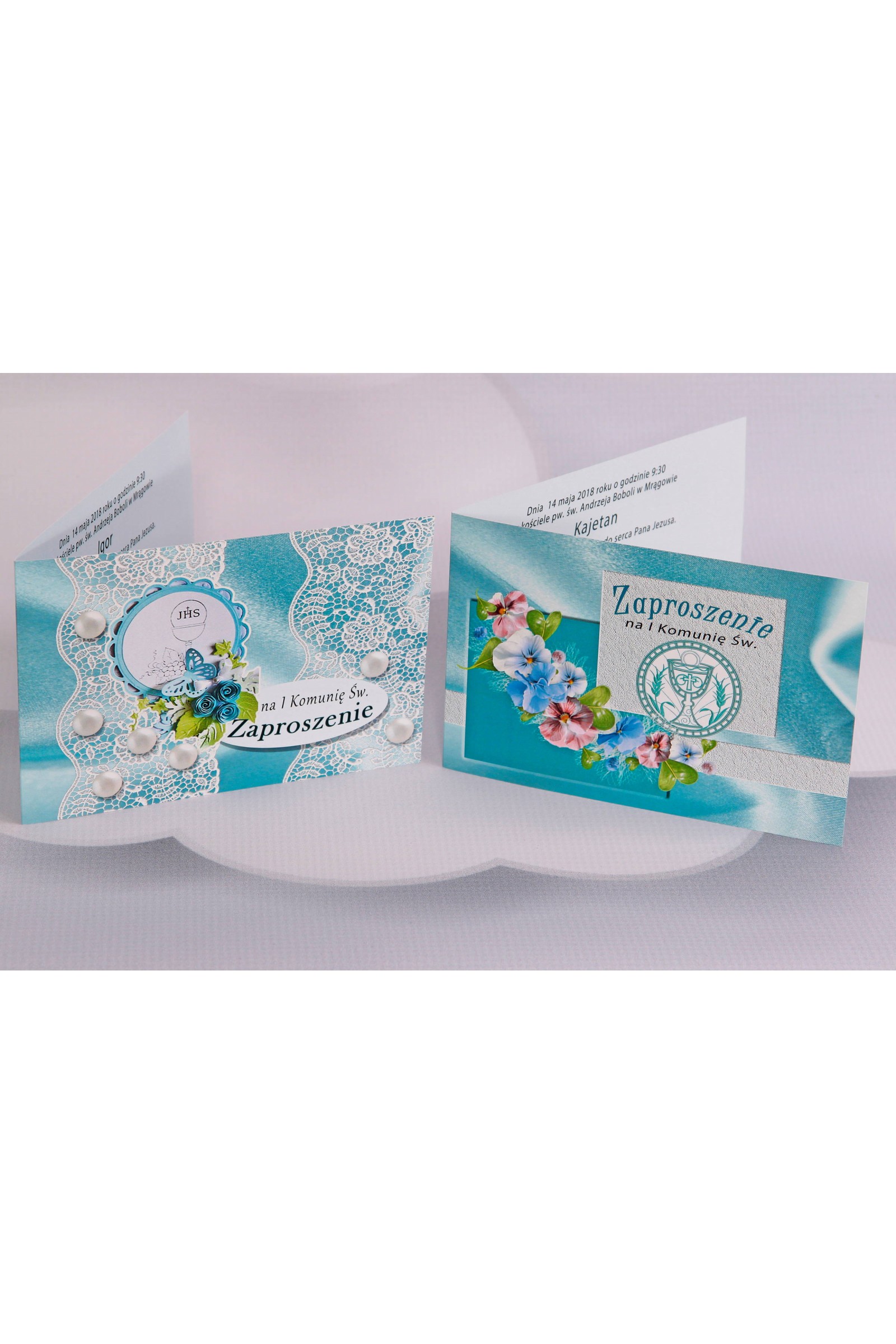 Personalizowane zaproszenia komunijne popularne - Satyna 2 (a,b) - obraz 1