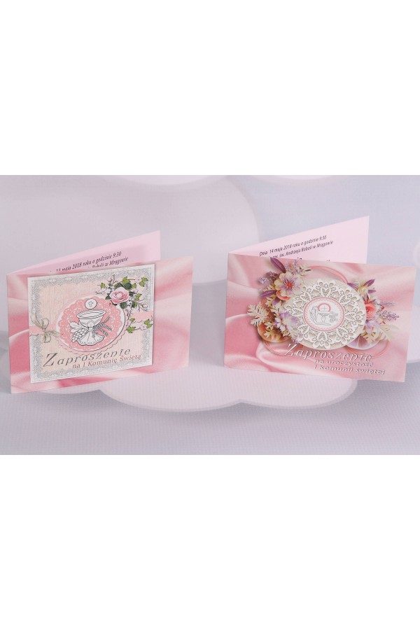 Personalizowane zaproszenia komunijne popularne - Satyna 3 (c,d) - obraz 1