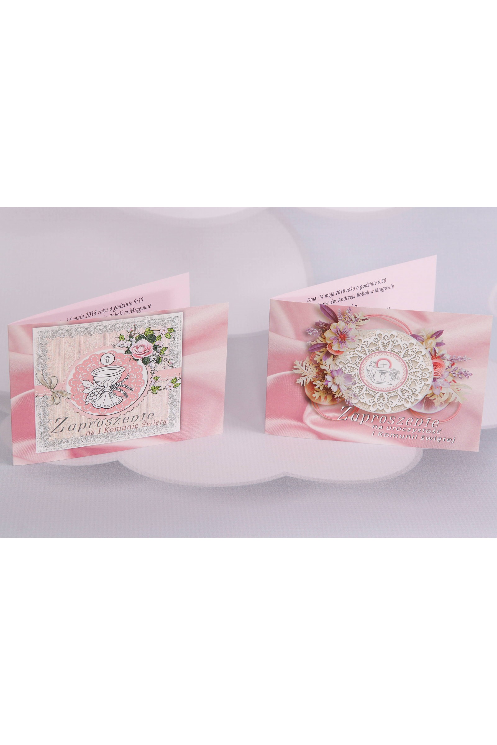 Personalizowane zaproszenia komunijne popularne - Satyna 3 (c,d) - obraz 1