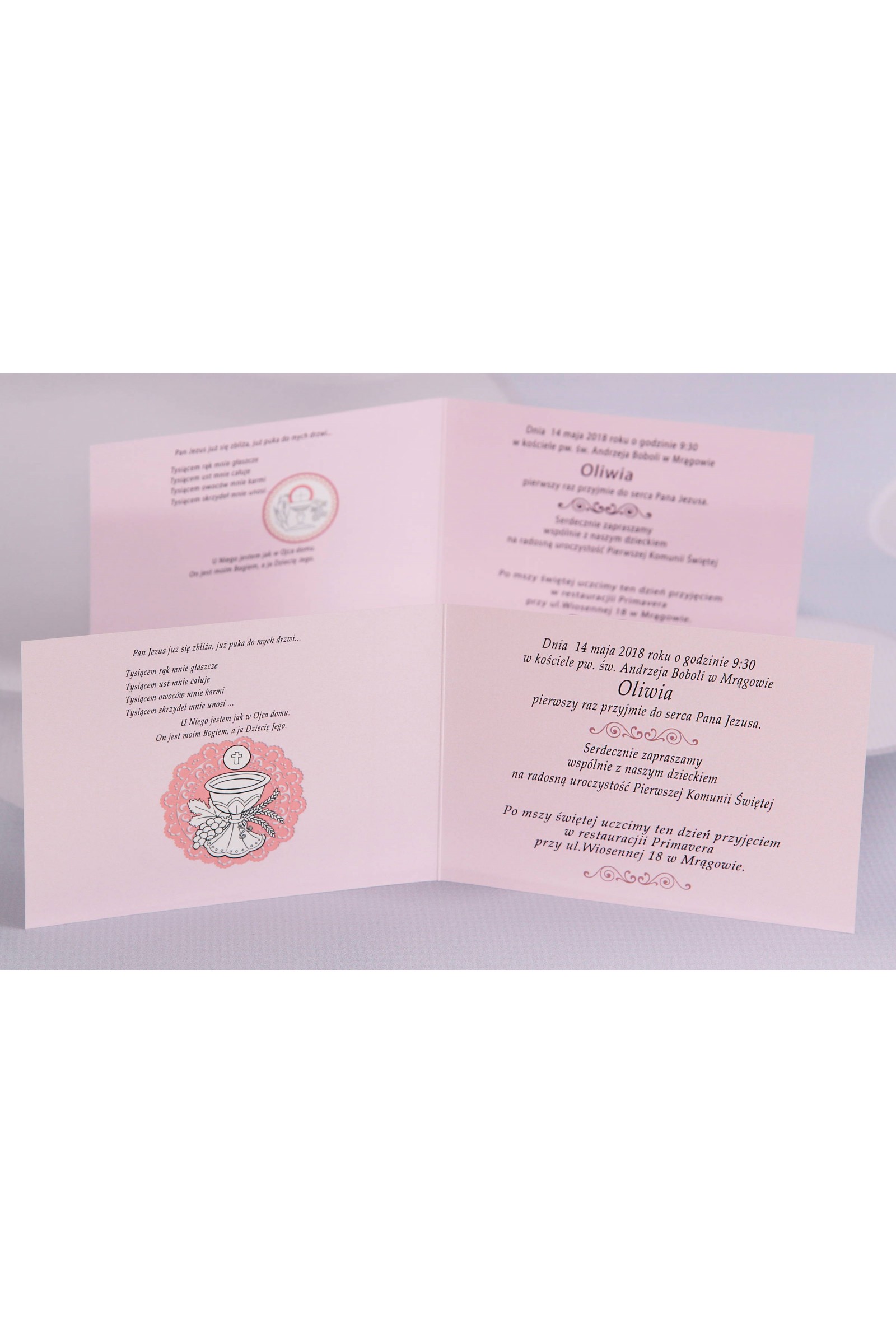 Personalizowane zaproszenia komunijne popularne - Satyna 3 (c,d) - obraz 3