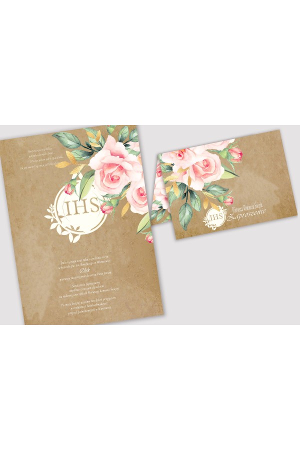 Personalizowane zaproszenia komunijne z zestawów - Pergaminowy bukiet - obraz 2