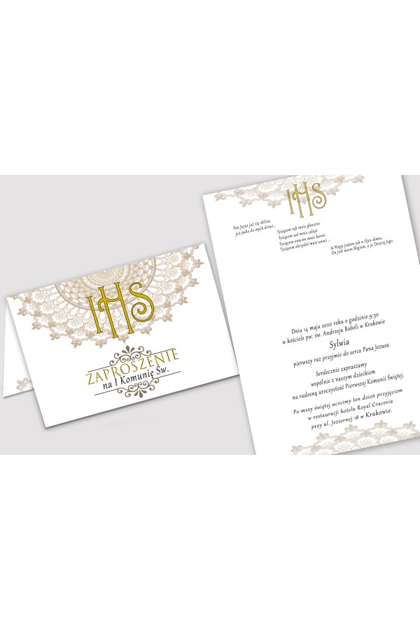Personalizowane zaproszenia komunijne z zestawów - Rozeta - obraz 2