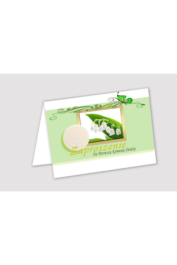 Personalizowane zaproszenia komunijne z zestawów - Konwalia - obraz 1