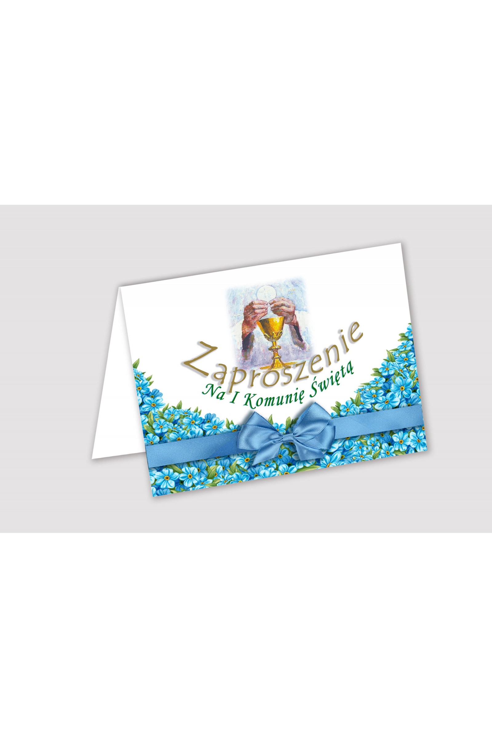 Personalizowane zaproszenia komunijne z zestawów - Niezapominajka - obraz 1