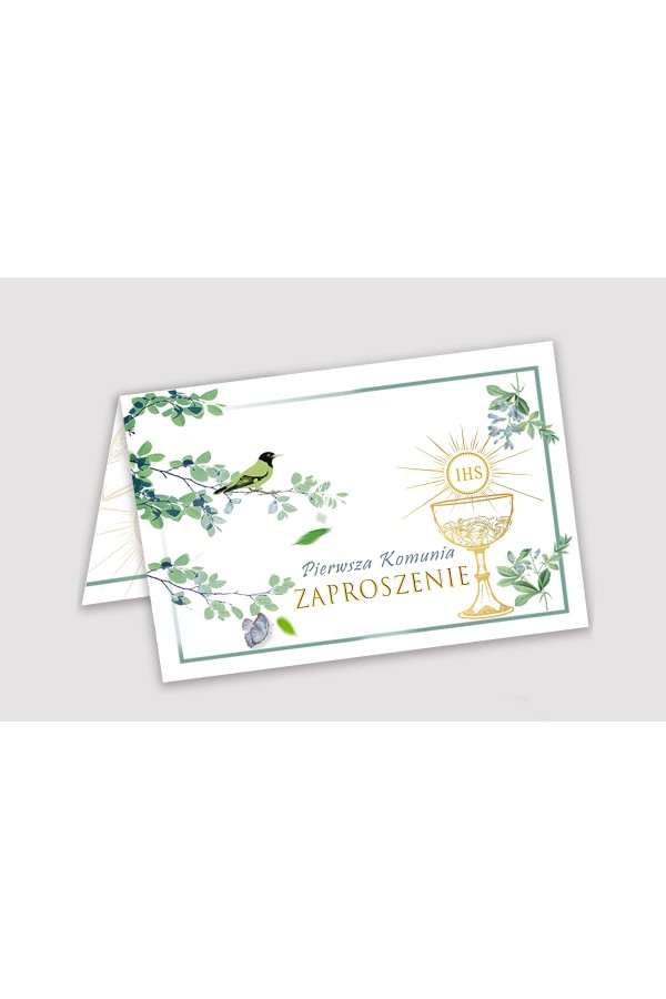 Personalizowane zaproszenia komunijne z zestawów - Słowik w gaju - obraz 1