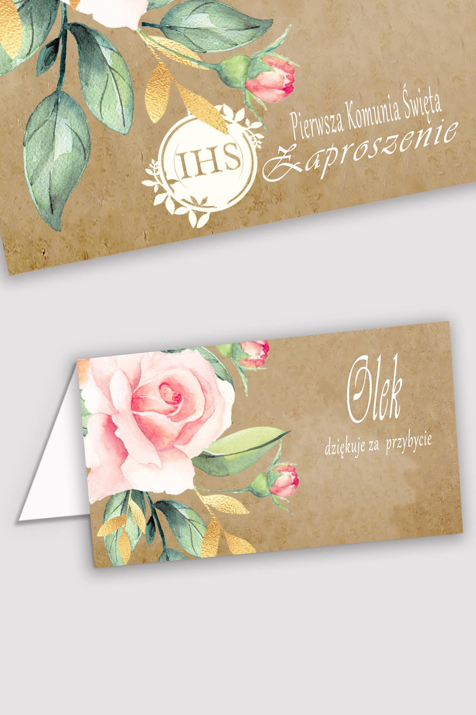 Personalizowane winietki komunijne - Pergaminowy bukiet - obraz 0
