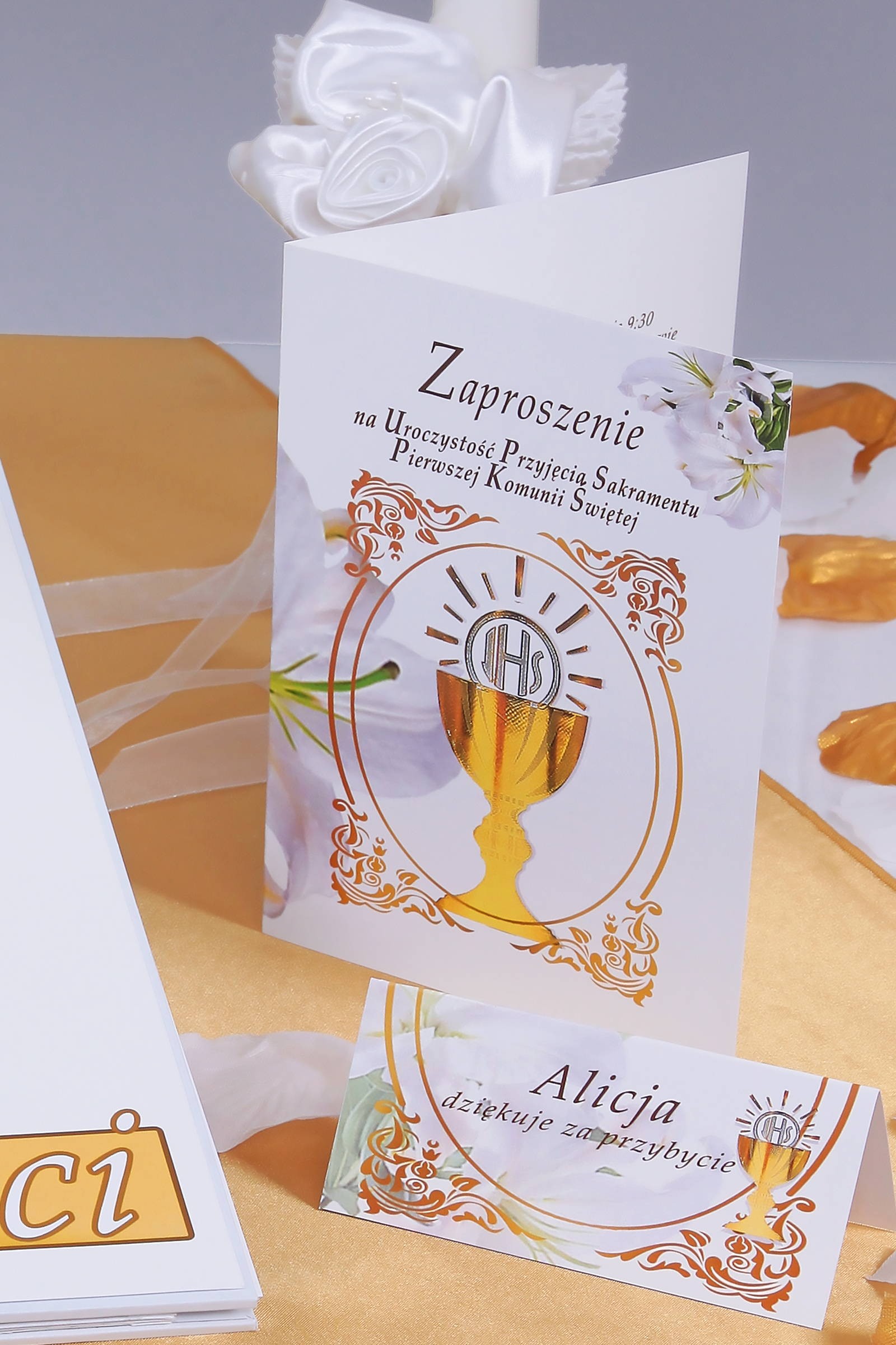 Personalizowane winietki komunijne - Złoty - obraz 0