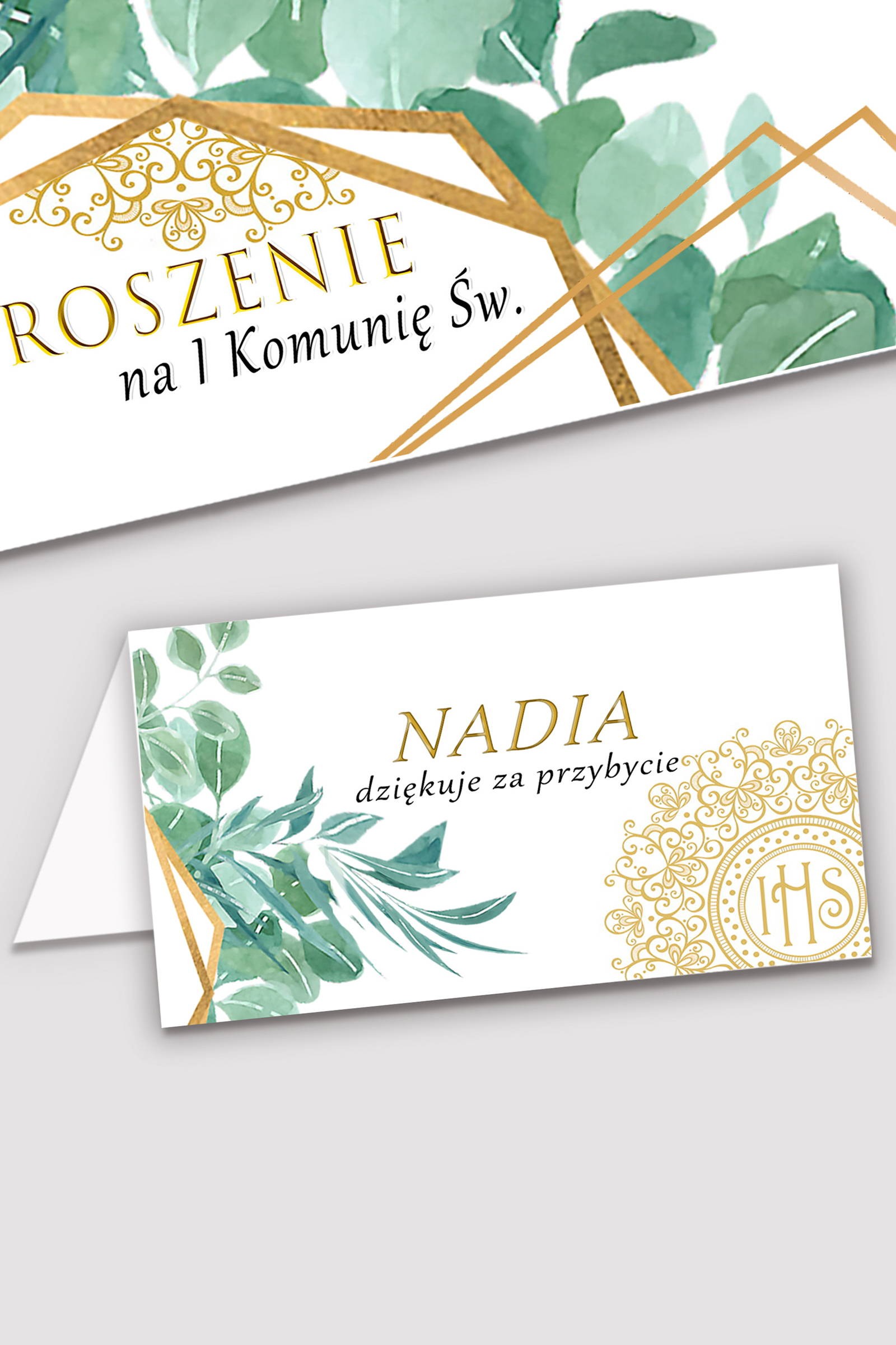 Personalizowane winietki komunijne - Finezyjny Eukaliptus - obraz 0