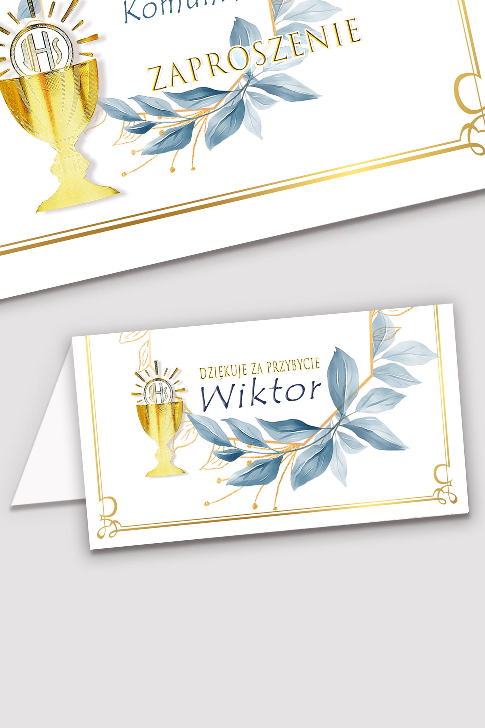 Personalizowane winietki komunijne - Złoto z nutką granatu - obraz 0