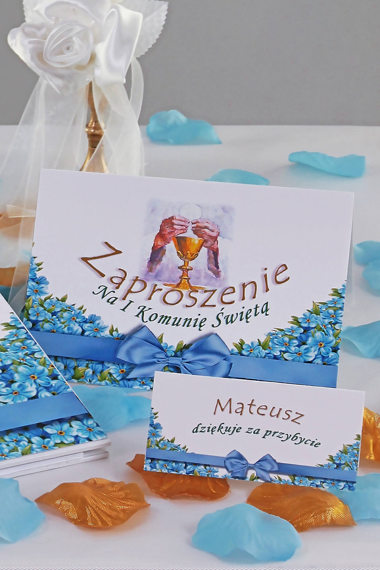 Personalizowane winietki komunijne - Niezapominajka - obraz 1