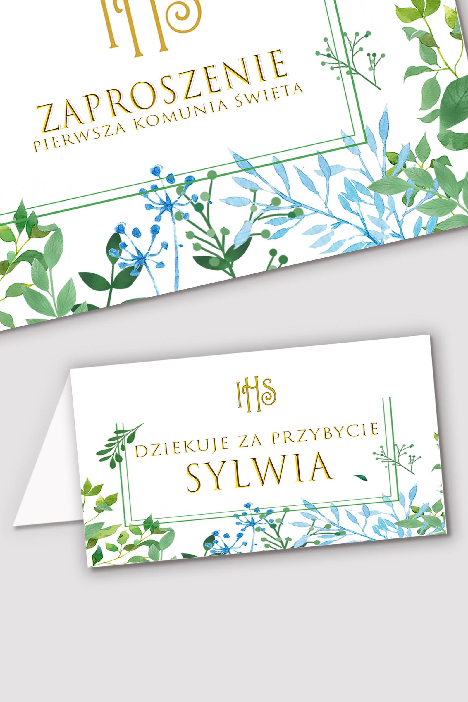 Personalizowane winietki komunijne - Wiosenne listki - obraz 0