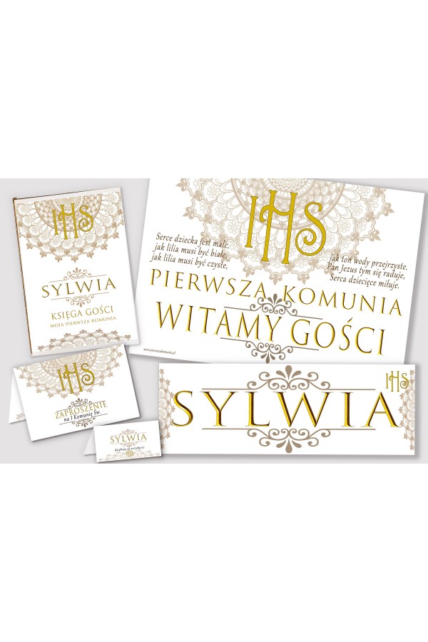 Personalizowany dekoracyjny zestaw komunijny - Rozeta - obraz 1