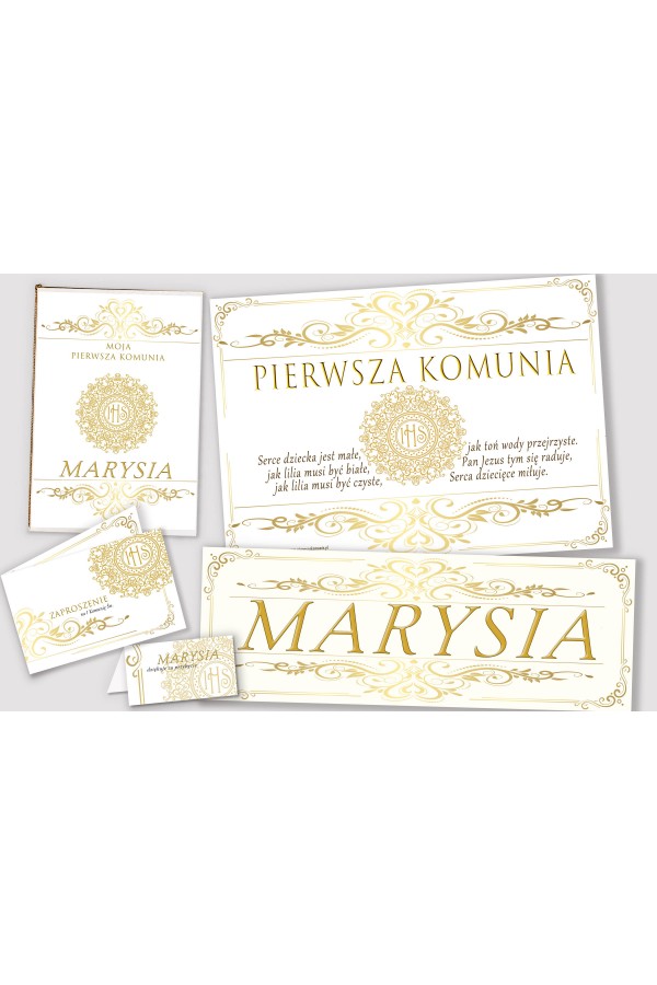 Personalizowany dekoracyjny zestaw komunijny - Elegance - obraz 1