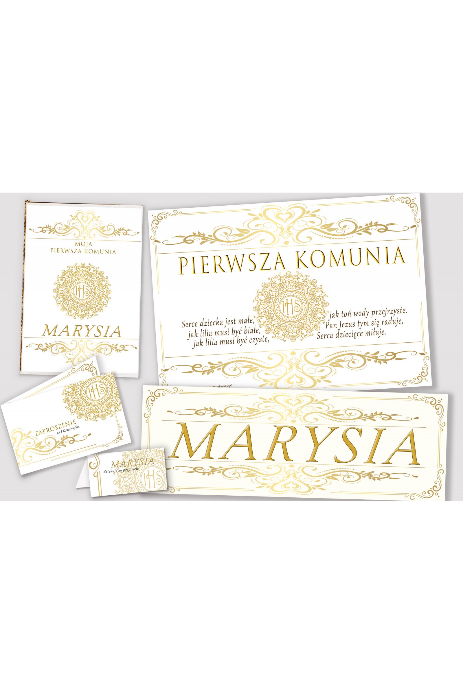 Personalizowany dekoracyjny zestaw komunijny - Elegance - obraz 1