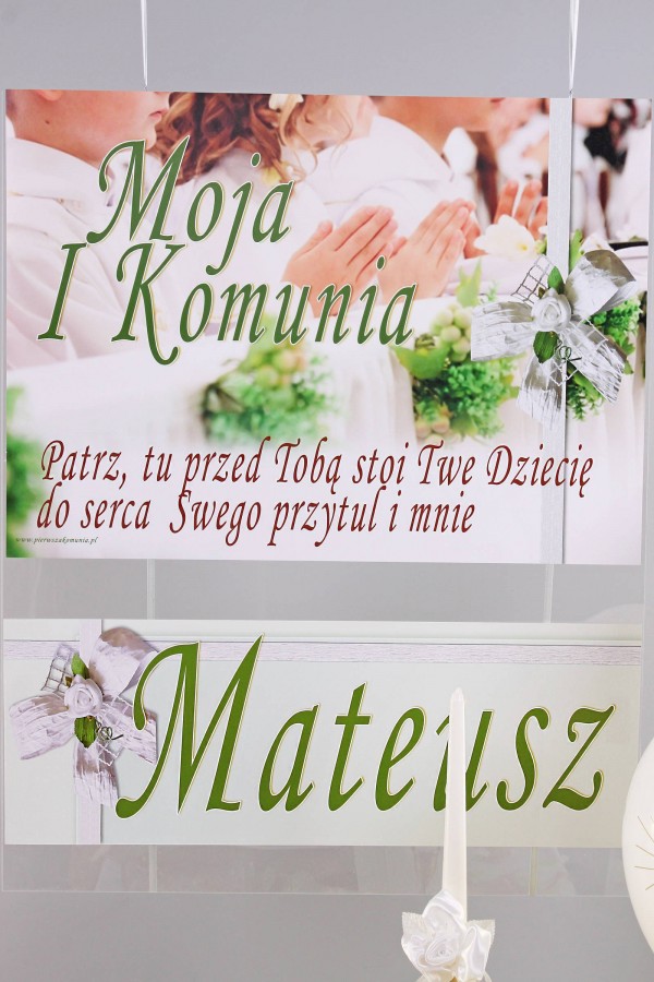 Personalizowany dekoracyjny zestaw komunijny - Biel dzieci - obraz 1