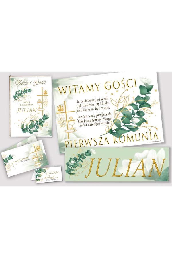 Personalizowany dekoracyjny zestaw komunijny - Biały płatek - obraz 1