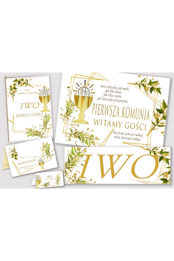 Personalizowany dekoracyjny zestaw komunijny - Złocisty wdzięk - obraz 1
