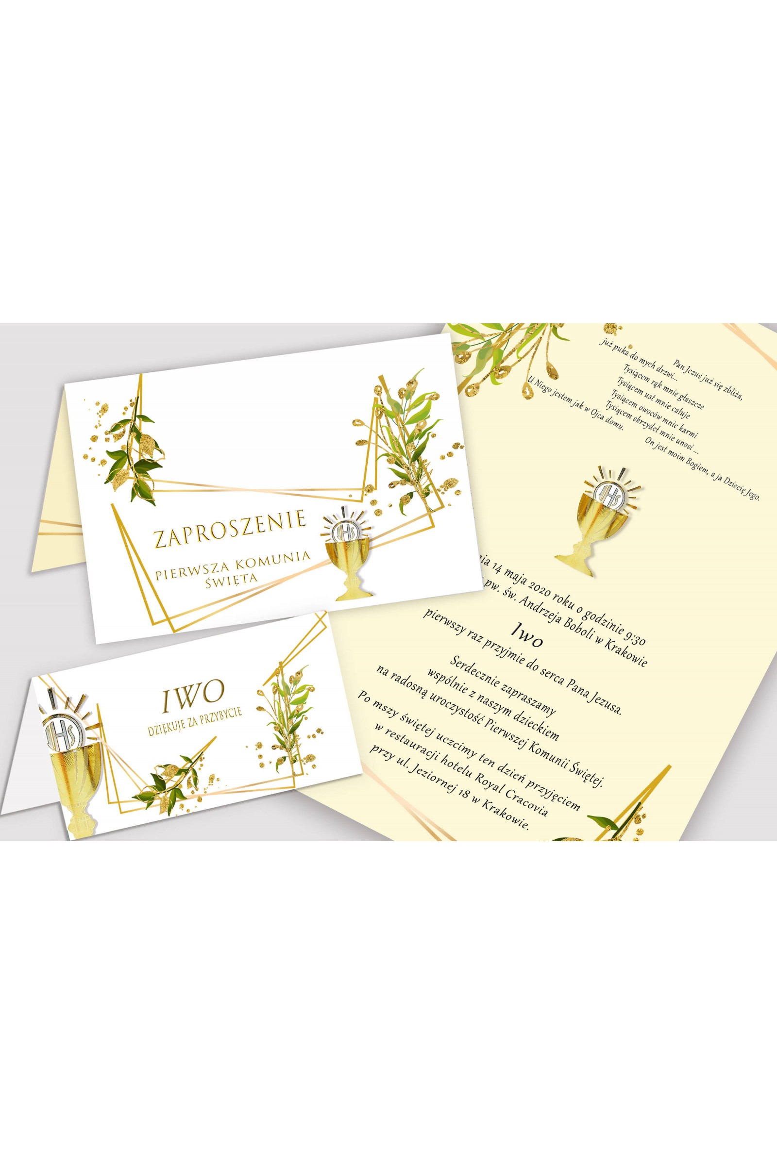 Personalizowany dekoracyjny zestaw komunijny - Złocisty wdzięk - obraz 5