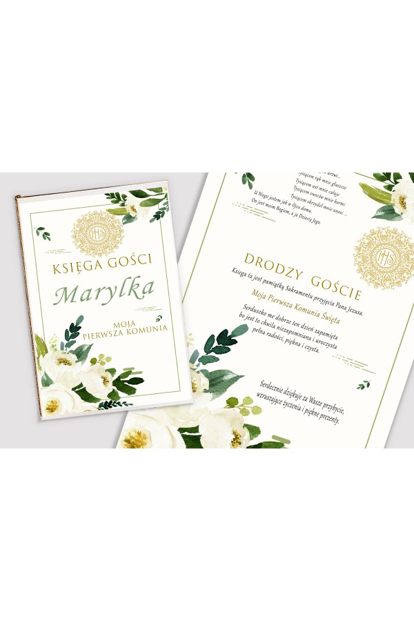 Personalizowany dekoracyjny zestaw komunijny - Biały bukiecik - obraz 4