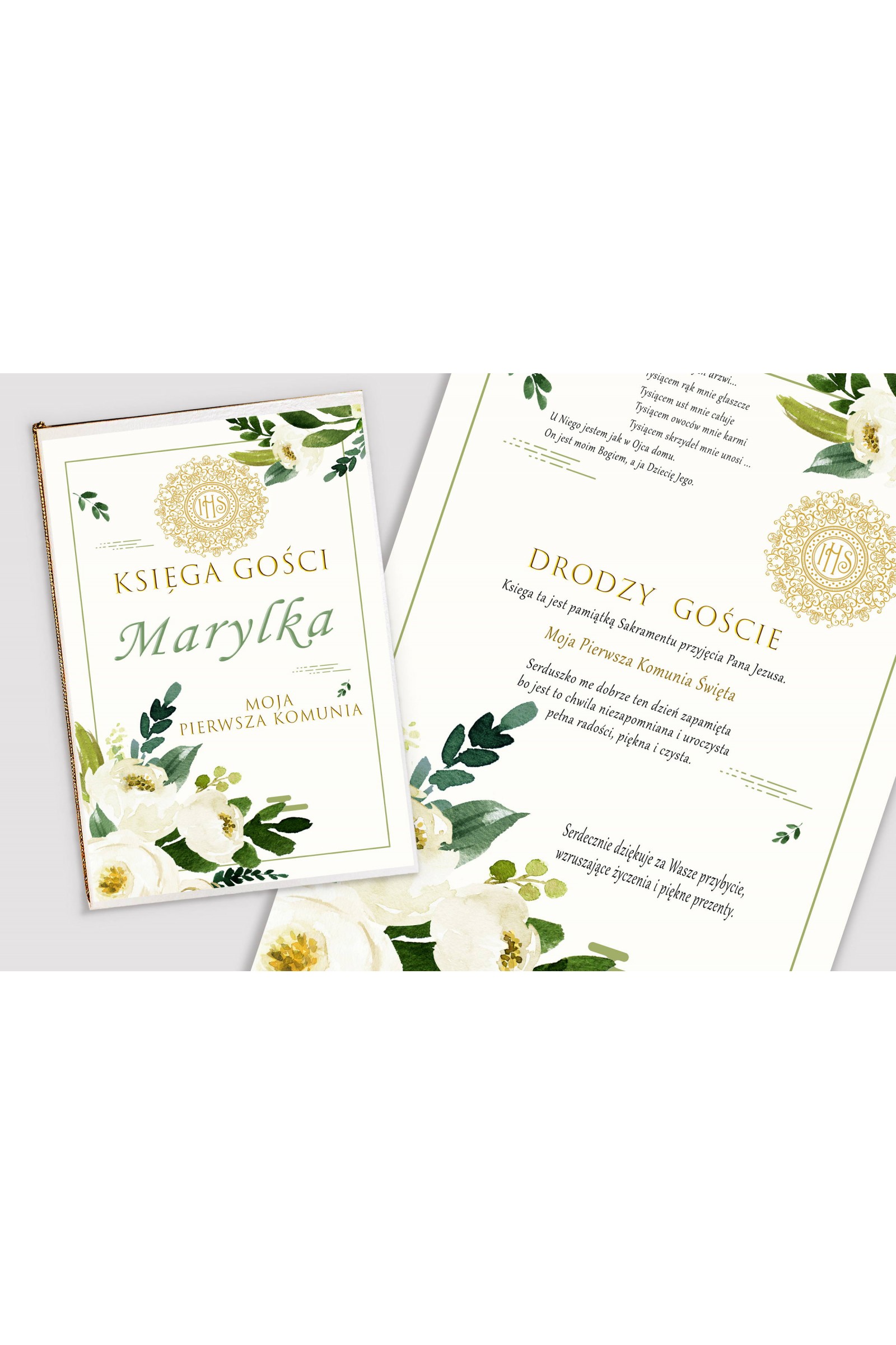 Personalizowany dekoracyjny zestaw komunijny - Biały bukiecik - obraz 4