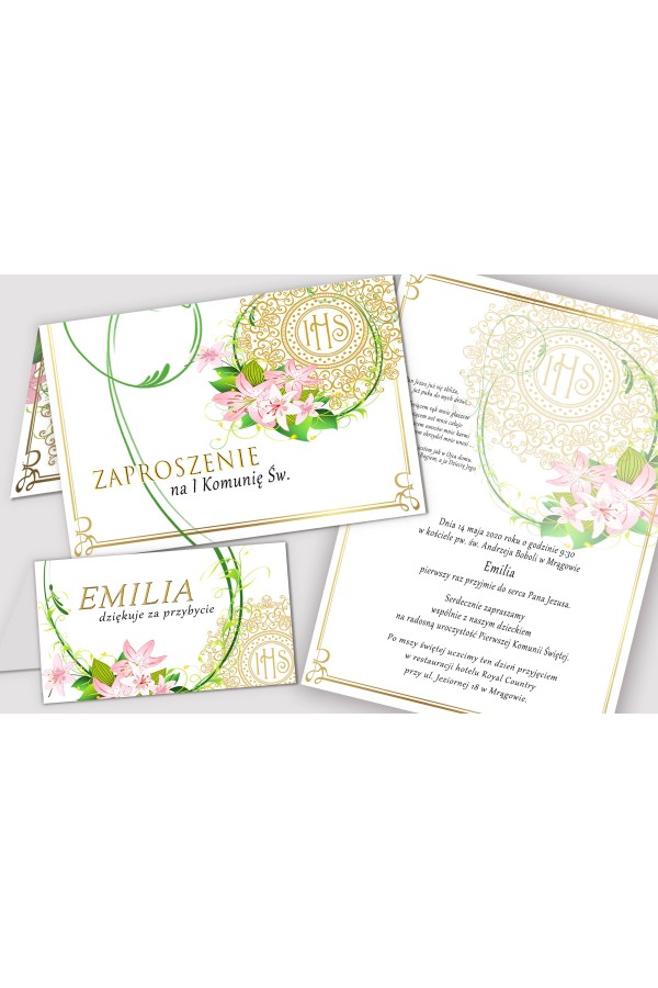 Personalizowany dekoracyjny zestaw komunijny - Delikatność lilii - obraz 5