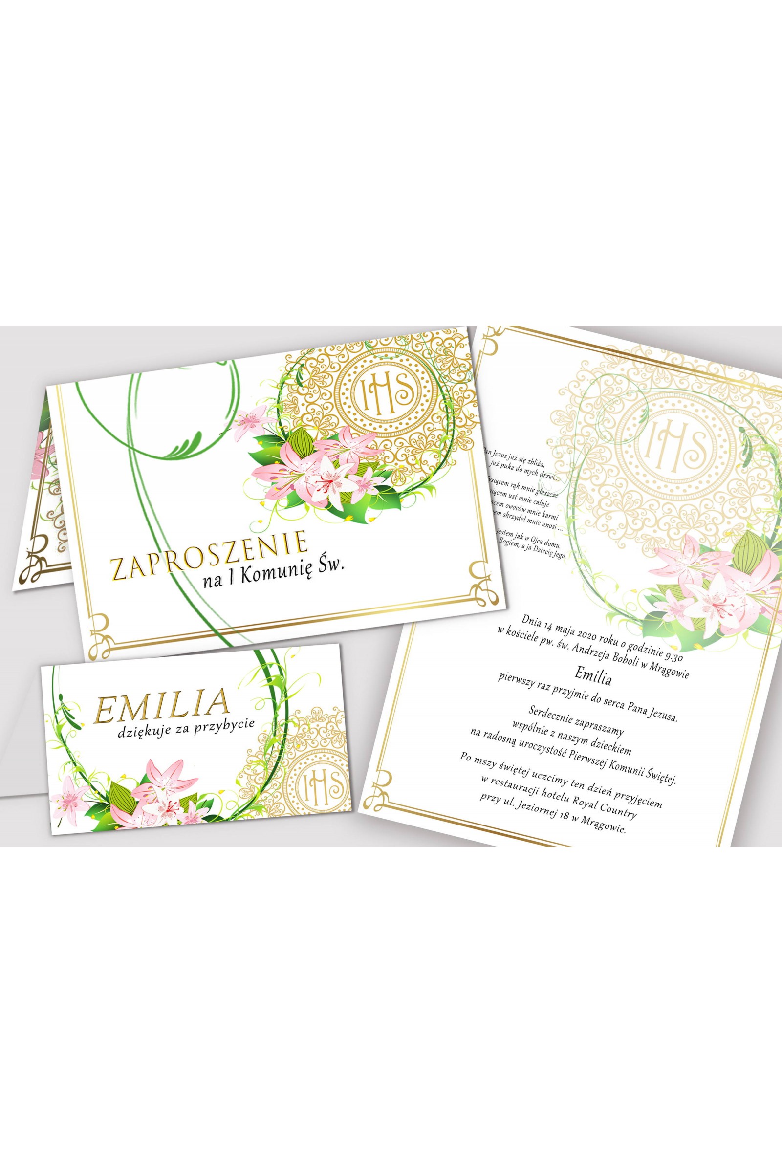 Personalizowany dekoracyjny zestaw komunijny - Delikatność lilii - obraz 5