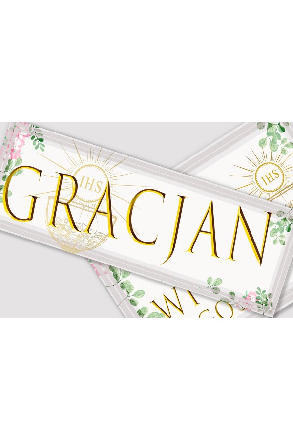 Personalizowany dekoracyjny zestaw komunijny - Fiołki akwarelka - obraz 2