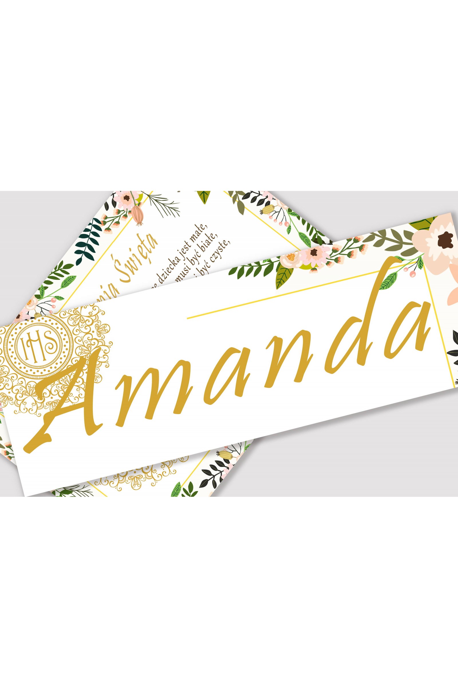 Personalizowany dekoracyjny zestaw komunijny - Pastelowe maki - obraz 2