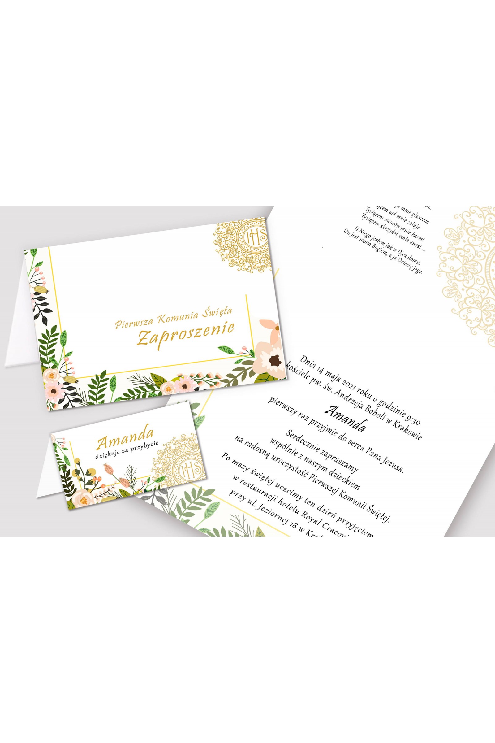 Personalizowany dekoracyjny zestaw komunijny - Pastelowe maki - obraz 5