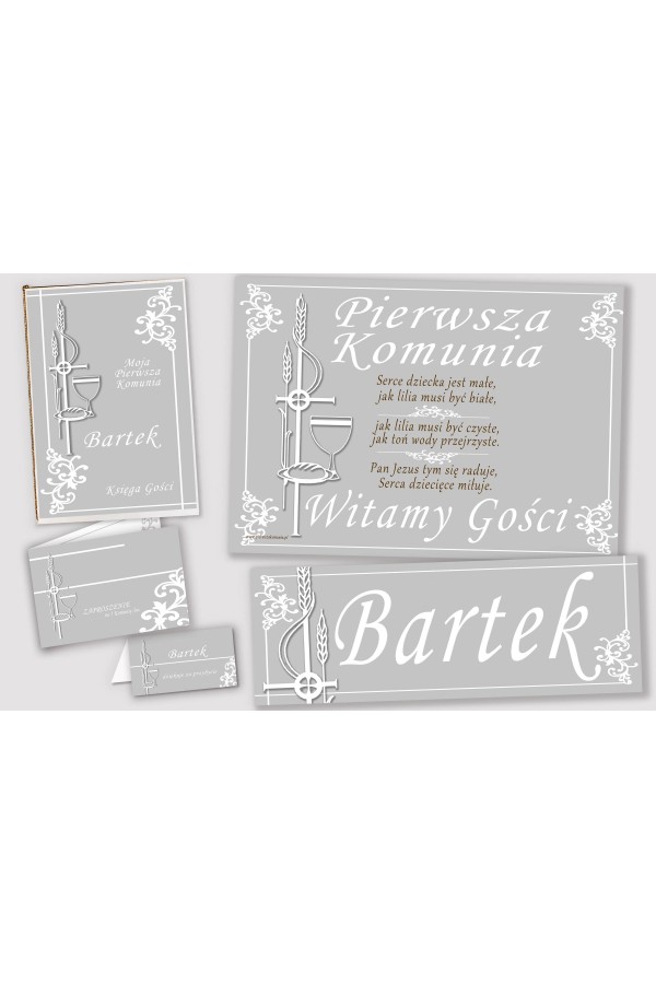 Personalizowany dekoracyjny zestaw komunijny - Biała elegancja - obraz 1