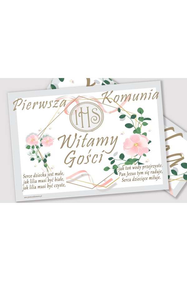 Personalizowany dekoracyjny zestaw komunijny - Różowa wstążeczka - obraz 3